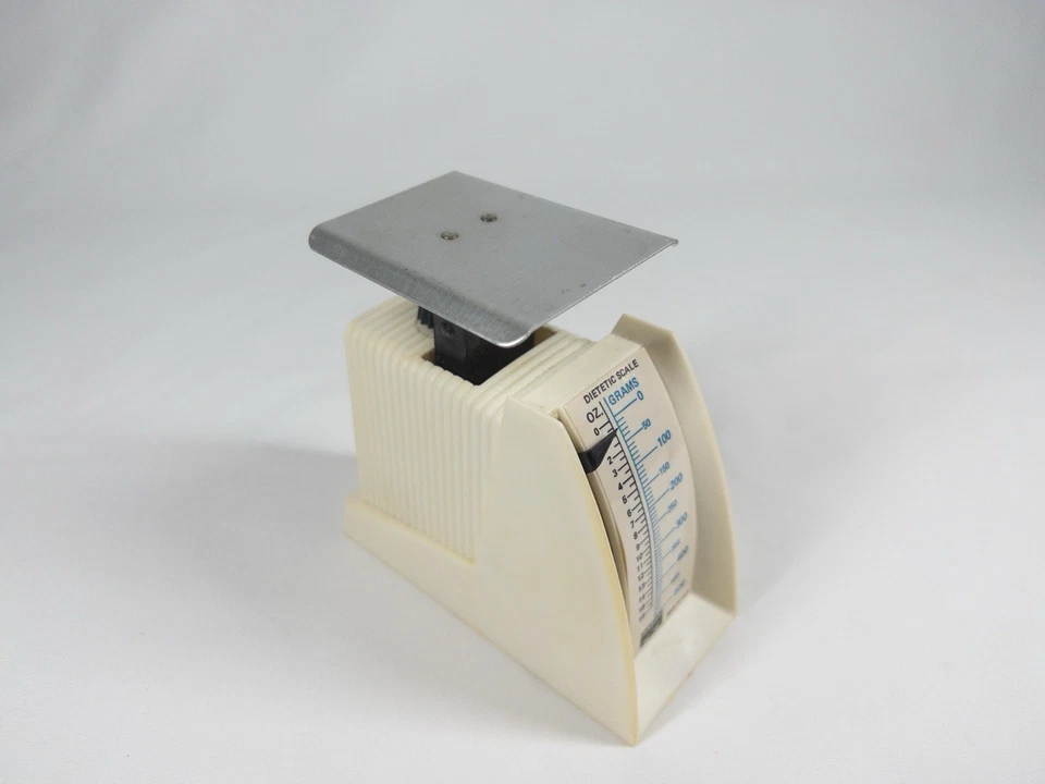 Винтажные кухонные диетические граммовые весы Hanson 0-16 унций 0-500 г белые сделано в США - Изображение 2 из 4