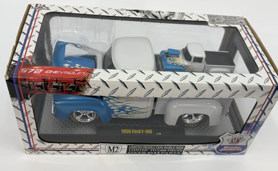 M2 Ground Pounders 1956 Ford F-10 Pickup White/Blue Limited Production 1:24 - Image 2 of 4