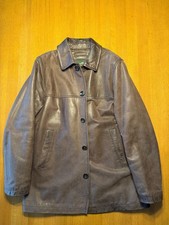 Men s Eddie Bauer Leather Jacket Distressed Brown Quilted Free shipping CONUS