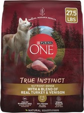 Purina ONE True Instinct with Real Turkey & Venison Dry Dog Food, 27.5 lb Bag 1.49 per pound