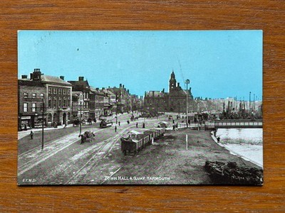 Vintage Postkarte Rathaus & Kai Great Yarmouth Norfolk zierliche Serie um 1905