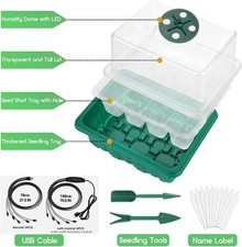 LED Seed Starter Tray Kit w/ Dome  USB Grow Light for Indoor Plants