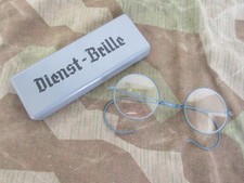 Wehrmacht Dienstbrille Nickelbrille + Etui WW2 WH WK2 Goggles + Metall Case WWII