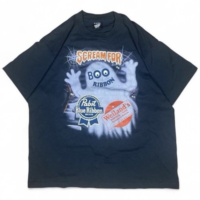 VINTAGE PBR PABST BLUE RIBBON Beer XL  Shirt  BOO Halloween Single Stitch 90s
