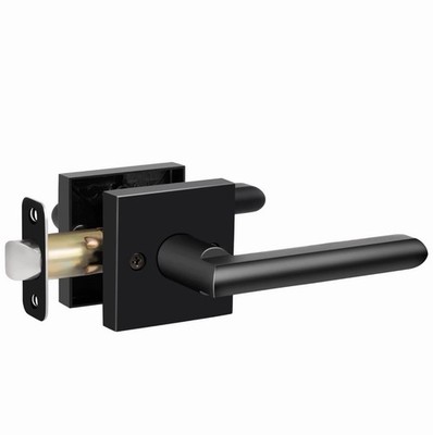 HOSOM Matte Black Square Door Lever Handle Passage Interior Lock Heavy Duty NEW