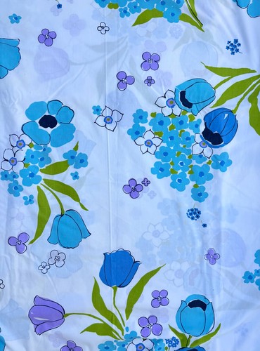 Springmaid Wondercale Twin Bright Floral Retro Flat Sheet 1970's - Picture 3 of 13