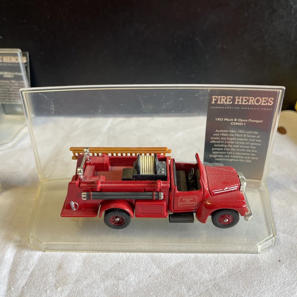 Lot of 4 CORGI Fire Heroes Firetrucks w Display Stands - 1953 1951 1960 1966 - Image 2 of 4