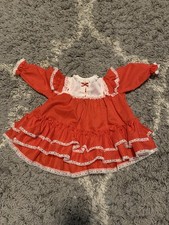 Vintage Girls Dress Red Polka Dot Dress with Lace Collar  Trim 12 Months Baby