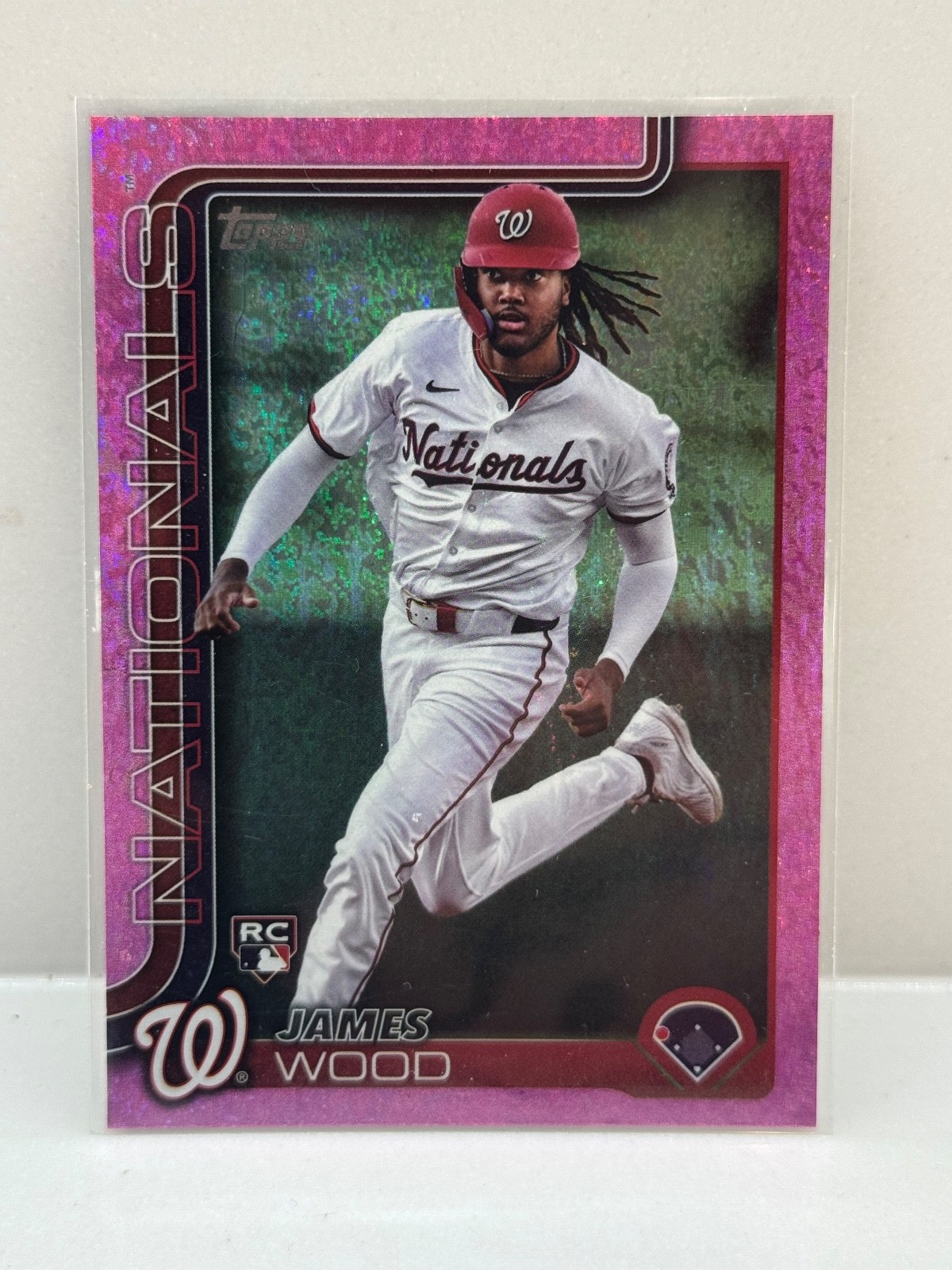 2025 Topps James Wood Pink Crackle Foilboard Rookie RC #181 Nationals Rookie
