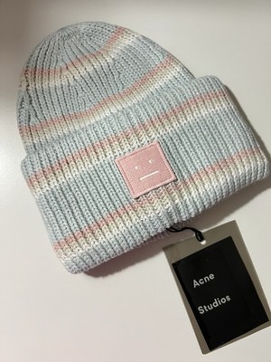 Acne Studios Striped Ribbed Wool Beanie In Multi Color One Size