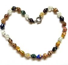 Colorful Art Floral Glass Bead Beaded Necklace Strand Multicolor 55