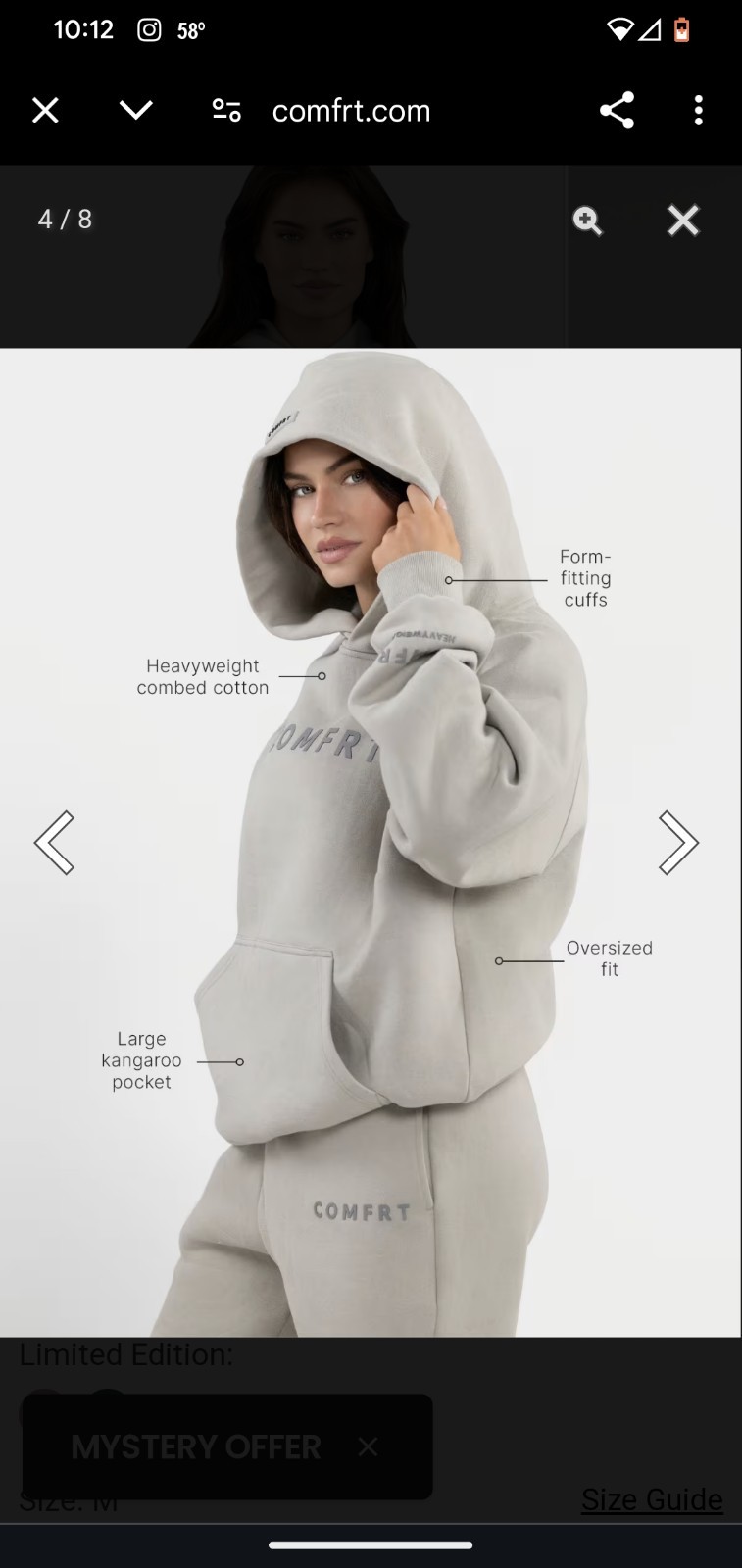 NEW Comfrt Cement Tranquil Hoodie And Sweatpants Set Medium 