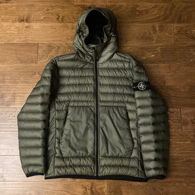 Stone Island Bio Based Ripstop Nylon Down Patch Green Jacket L
