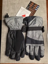 Andake Ski Gloves- 3M Thinsulate/Waterproof/Zipper Pockets/Touchscreen- Gray (M)