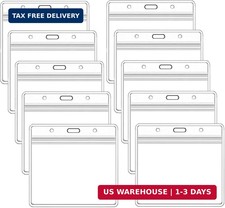 10 Pcs Clear Plastic Horizontal Name Badge Holders Waterproof ID Card Holders...