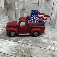 Red Americana Truck With Fireworks & Waving F...