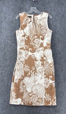 Talbots 10 Sheath Dress Camel Tan Floral Lined Special Occasion Business