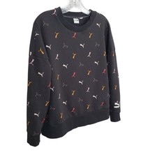 Puma Womens Size XL Sweatshirt Graphic Logo Multi All Over Print Relaxed Fit