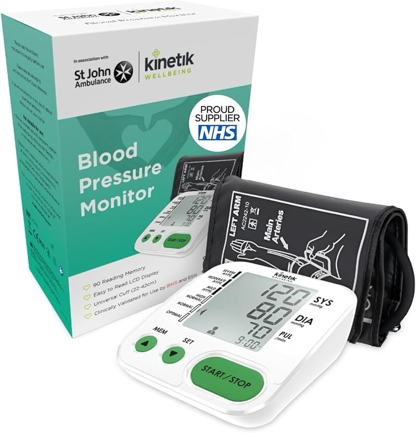 Monitor de presión arterial de uso doméstico Kinetik Wellbeing - Usado por el NHS - brazo completo
