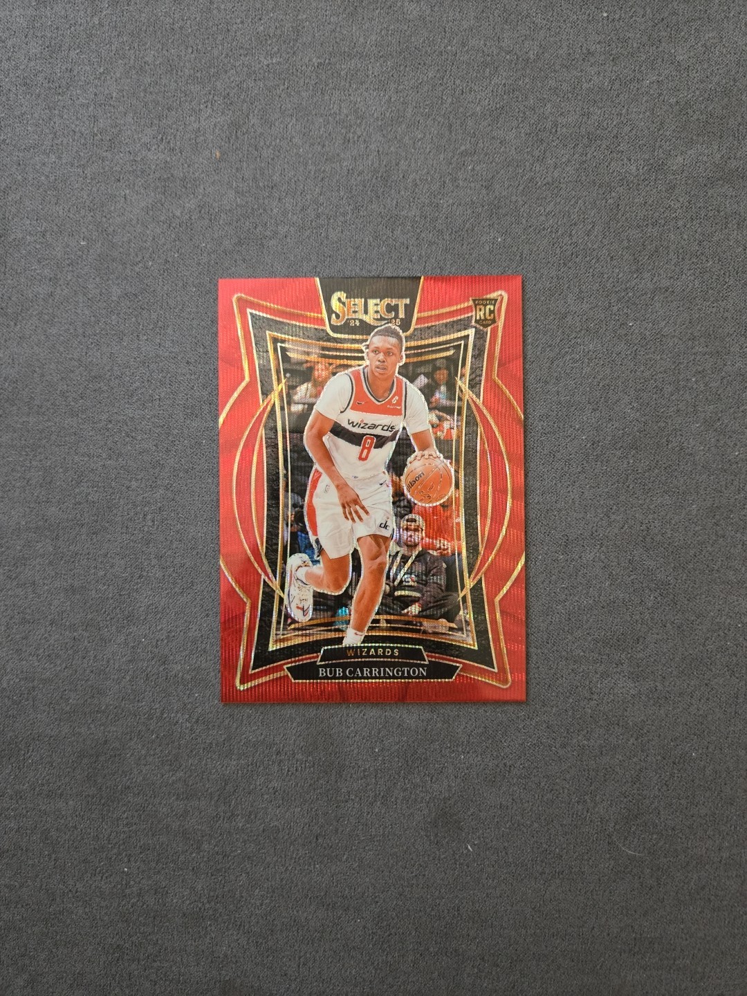 2024-25 Panini Select Concourse Bub Carrington #81 Red Wave Prizm (RC) Wizards