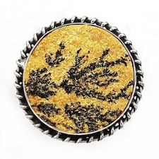 Natural Psilomelane Dendrite Germany 925 Sterling Silver Ring Sz 6