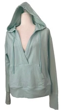 Xersion Womens Stretch Top Hoodie V Neck Pullover Crossover Green Size Large