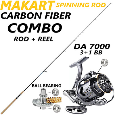 9ft Fishing Rod Spinning Pole Carbon Fiber Reel Combo line Heavy Fast 2 section