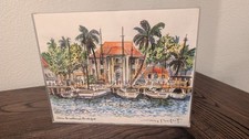 Guy Buffet Hand Signed Lithograph Lahaina Courthouse and Waterfront 14x11 Hawaii