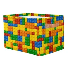 Rectangle Storage Basket with Handles, Cube Organizer Colorful Building Blocks