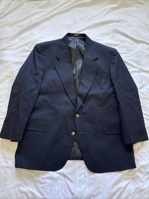 Vintage wool Oscar de la Renta bespoke Blazer Mens 44R Navy Sport Coat 1970 1980