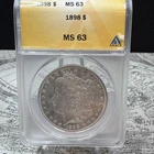 1898Morgan Silver Dollar graded MS63 by ANACS