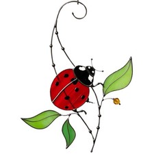 Red Ladybug Stained Glass Suncatcher Stained Glass Window Hangings Unique Kit...