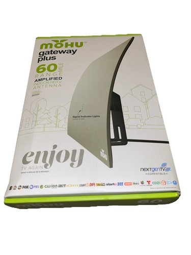 Mohu Gateway Plus Amplified Indoor Full HDTV 1080p Antenna 60-Mile Range Gray