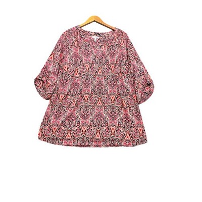Croft Barrow Tunic Shirt Womens Size 2X Colorful Beach Resort Vacation Flowy
