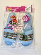 Vintage DearFoams Slippers Slide Slip On Open Toe Back Medium 6.5 7.5 Blue