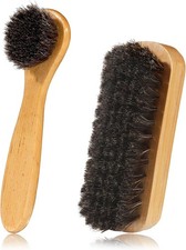 Shoe Brush, Boot Brush, 2 Pieces Horse Hair Brush for Leather, Shoe Brushes for