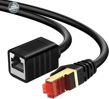 Cat7 Ethernet Extension Cable 10ft Shielded Male-to-Female RJ45 Network Cord
