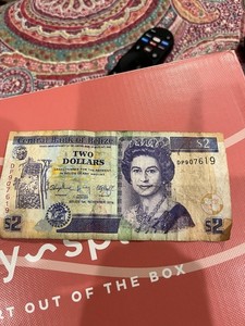 $2 Belize Bank Note With Queen ELIZABETH II