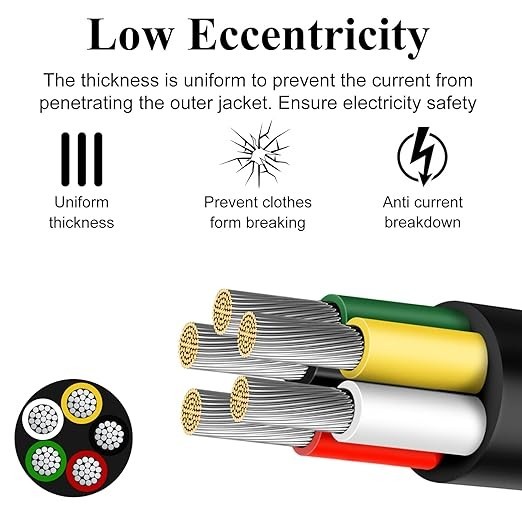 22/18 Gauge 5 Conductor Wire, 10Ft 18/5 Tinned Copper 5 Wire Cable, Stranded
