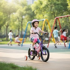 Childrens Cycle with Training Wheels Adjustable Seat and Handlebar for Outdoor