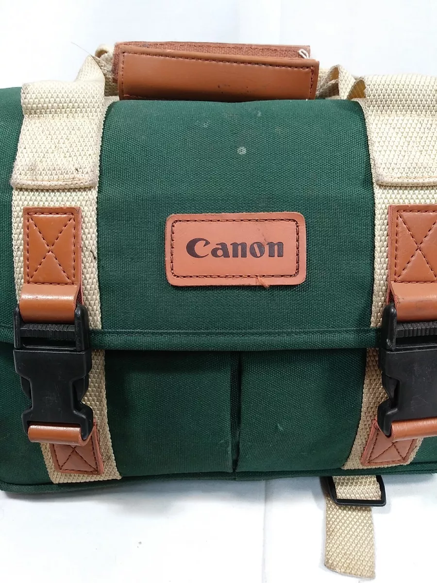 Vintage Canon Green Canvas Camera Bag with Pockets, Detachable Shoulder  Strap