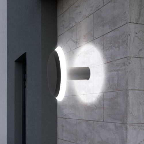 Wandleuchte Außenlampe Hauswandleuchte LED Alu dunkelgrau opal indirektes Licht - Bild 1 von 6