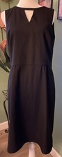 Ann Taylor Black Sheath Dress Sz 10 Keyhole Sleeveless Knee Length Back Zip $129