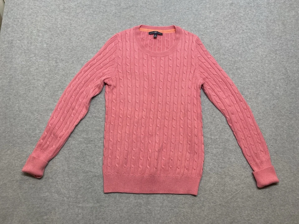 Suéter ajustado tejido con cable Gap para mujer acrílico/nylon/angora rosa talla pequeña Y2K Foto 2 de 4