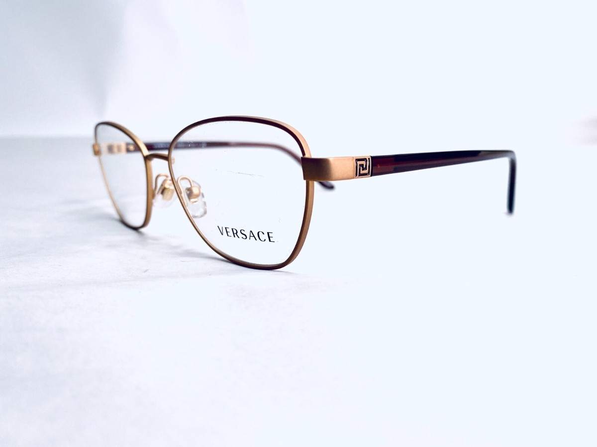 New Versace Gold Oval Glasses Brown Clear Temples Italy MOD  display picture 2