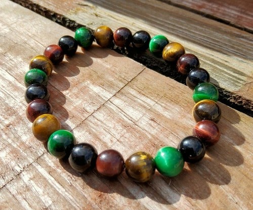 Pulsera de piedra preciosa de cristal rasta piedra terapéutica curación ojo de tigre - Imagen 10 de 10