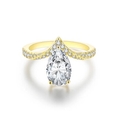 3 kt Birnenschliff Ring Gelbgold Diamant Test bestanden Laborgefertigt VVS1/D US:7