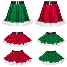 Girls Santa Christmas Skirt Comfortable Dancewear Role Play Show Costumes Soft