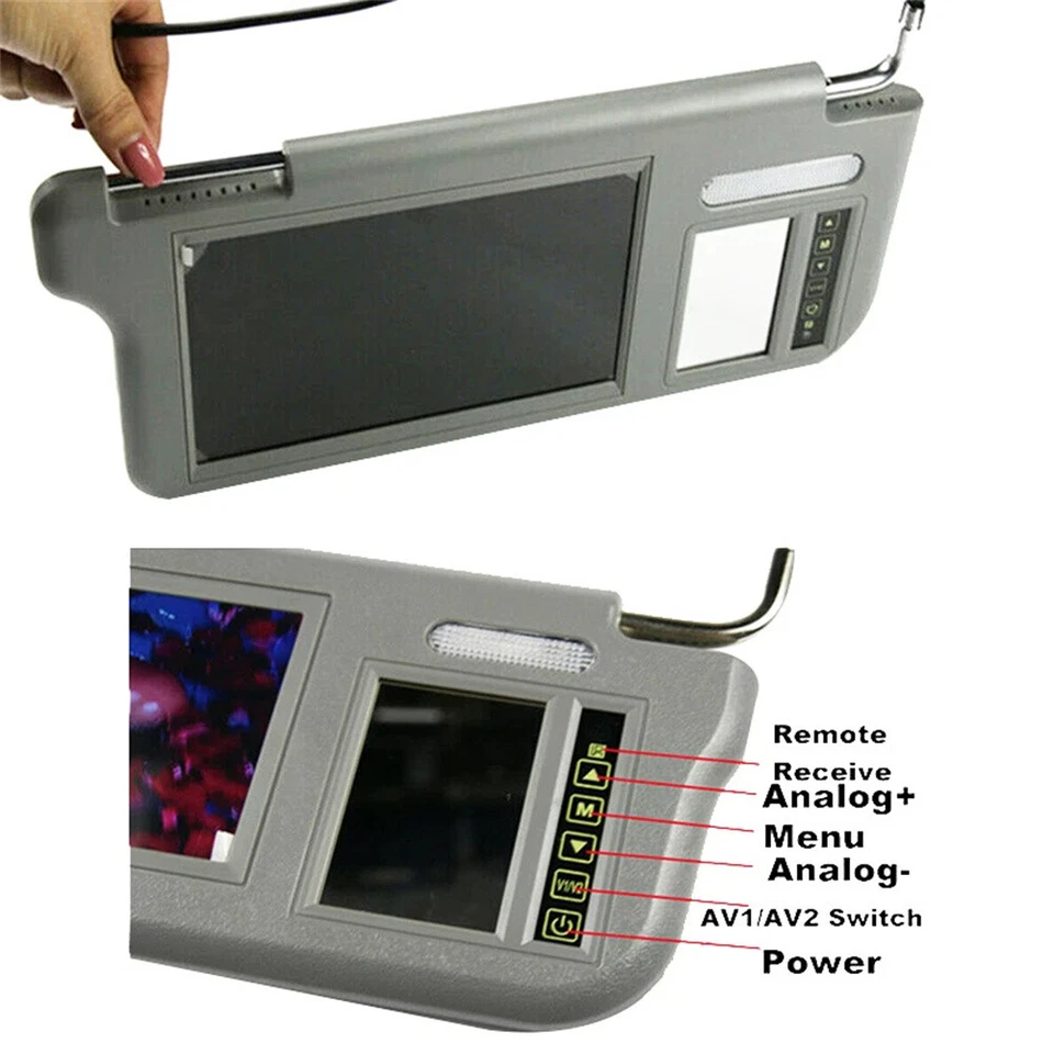 7" Sun Visor Mirror Screen Monitor DVD/VCD/GSP/TV LCD Monitor Left / Right - Image 3 of 4
