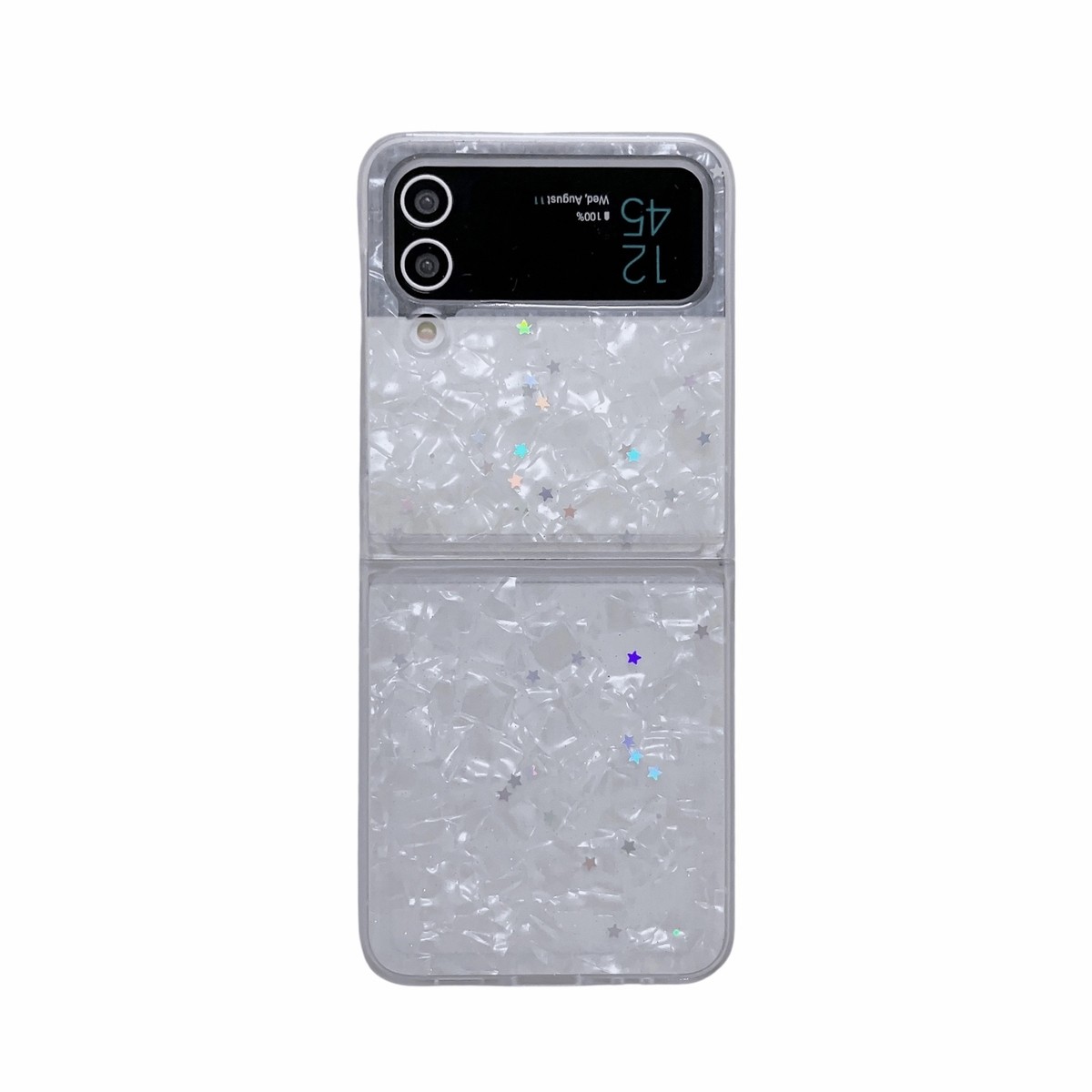 ★DESIGN SKIN★ Galaxy Z Flip 4 Embo Case Reflective Silver Fr Samsung Galaxy Z Flip 4/Z Flip3/ Z Flip5 Glossy Fashion